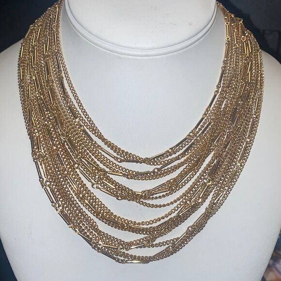 Classic Pegasus Coro Multi-strand Gold Tone Chain Necklace - Picture 2 of 8